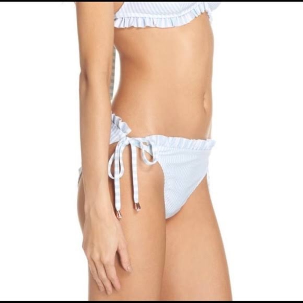 Ted Baker London nlue white stripe string Bikini Bottoms 10